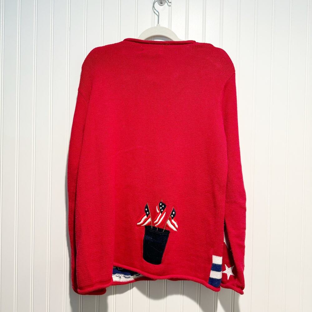 Quacker Factory Red 4th Of July Cardigan Stars Stripes Size Medium - Picture 5 of 5